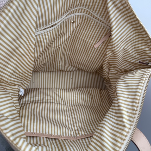 Kate Spade Eat Cake For Breakfast Canvas Tote Bag Red White Leather Trim - Picture 14 of 15